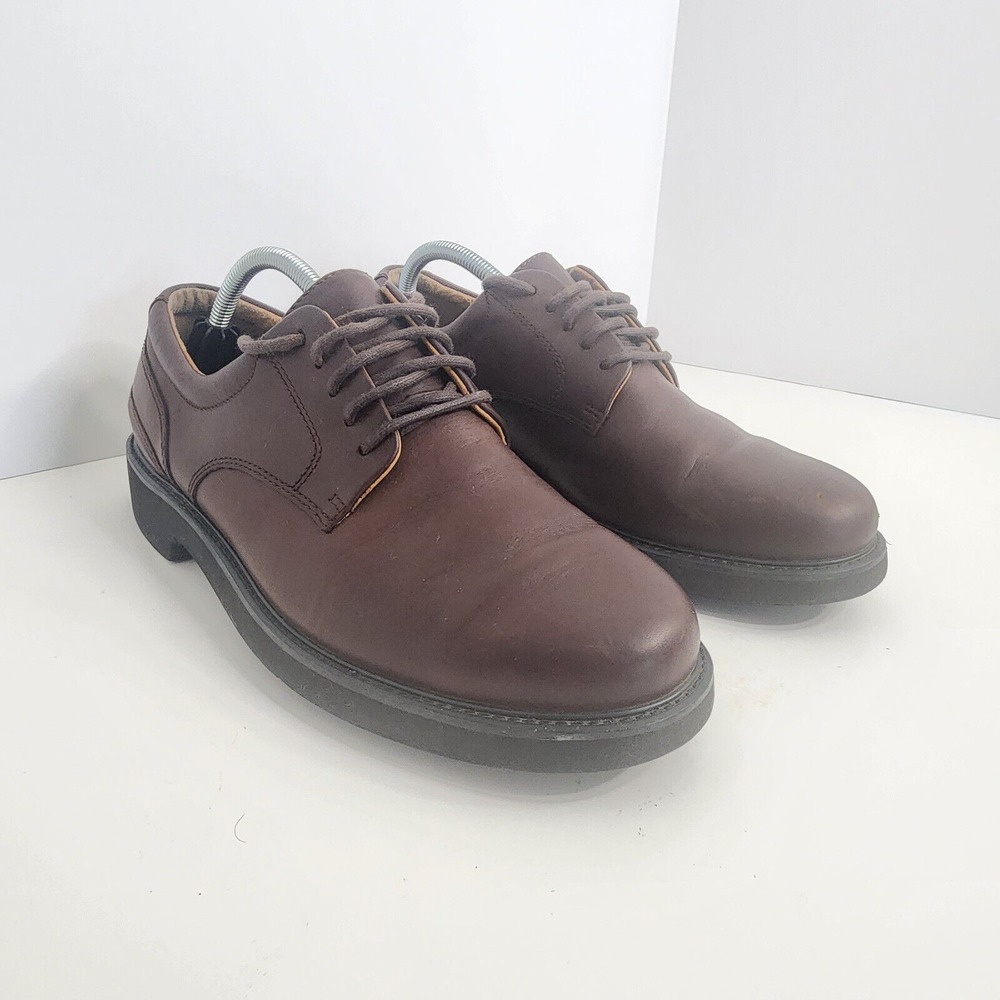 Rockport Oxford Shoes Brown Leather Plain Toe Derby Mens 10M